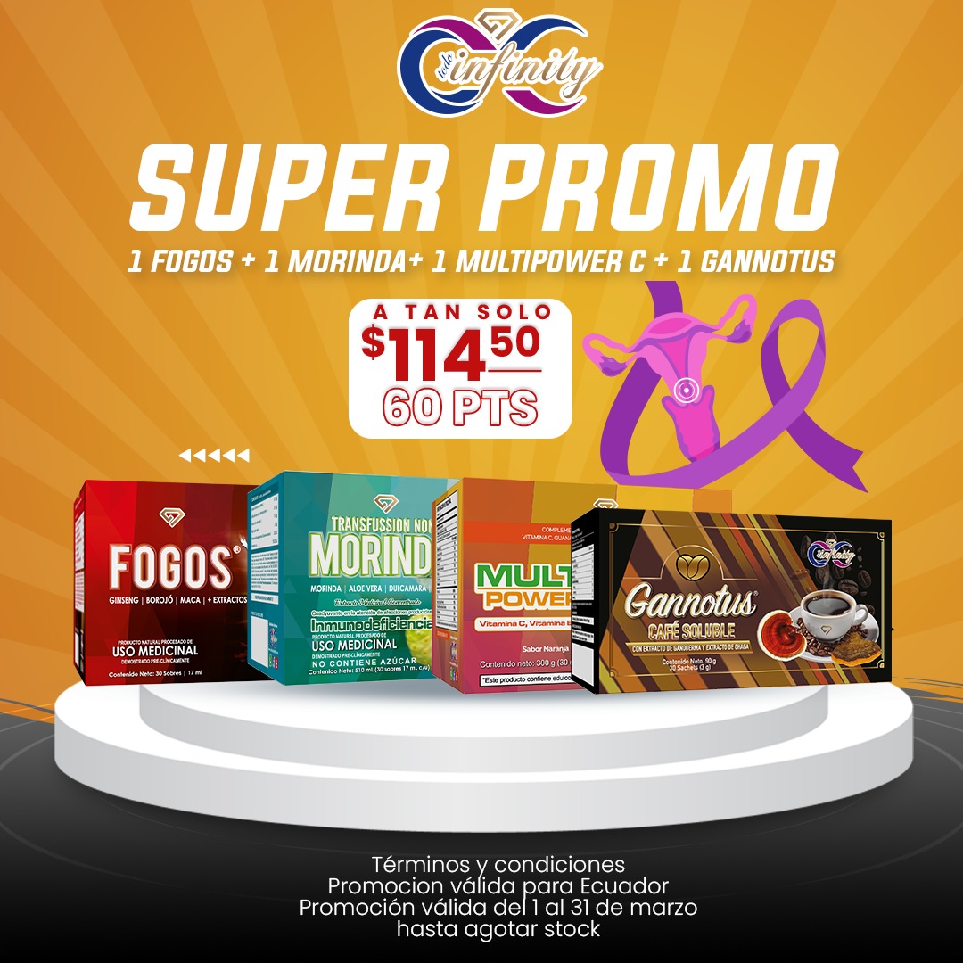 SUPER PROMO 1 FOGOS + 1 MORINDA + 1 MULTIPOWER C + 1 GANNOTUS