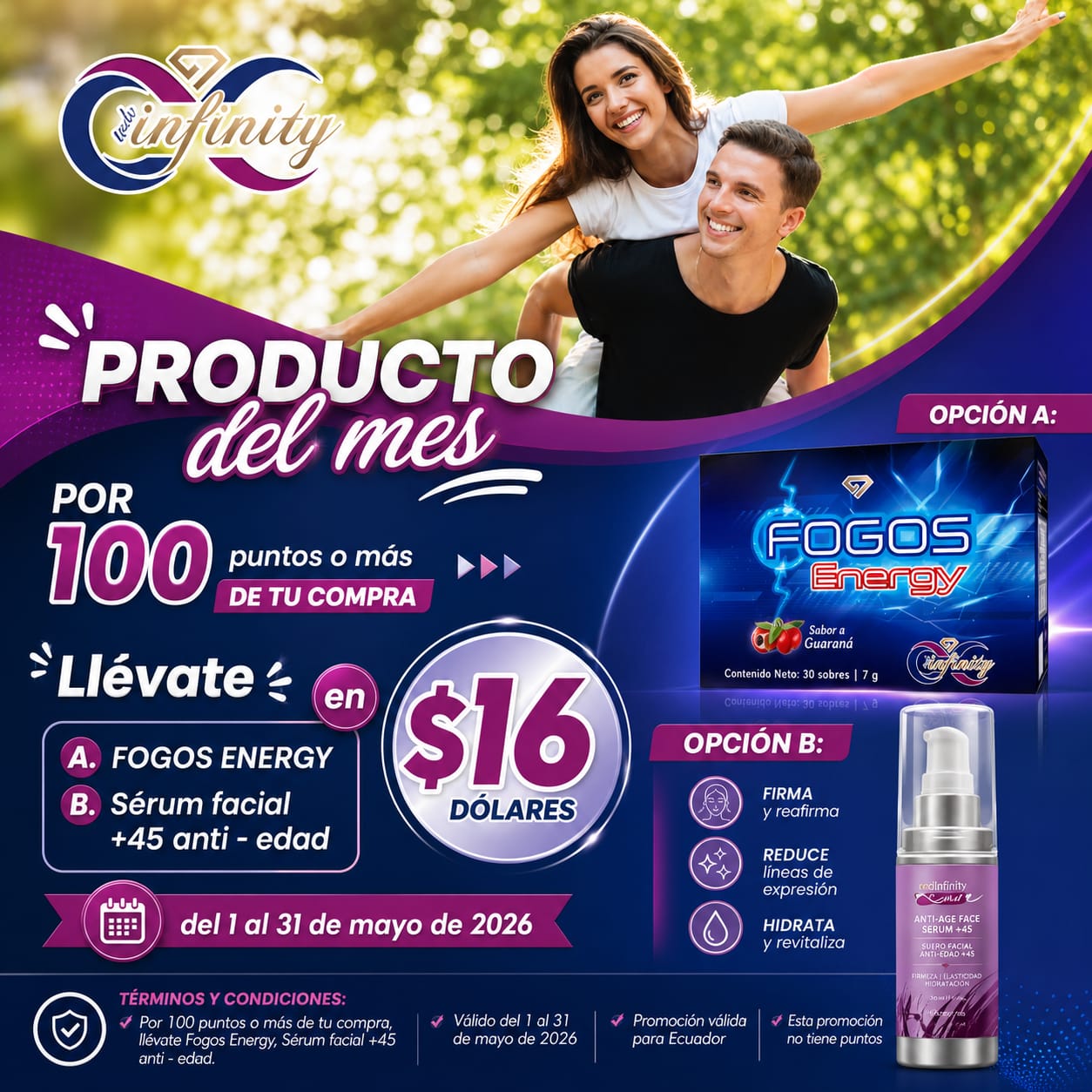 PRODUCTO DEL MES MAYO FOGOS ENERGY O SERUM +45